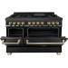 ZLINE RABZ48CB Autograph Edition 48 Inch Dual Fuel Range with 7 Italian Burners, 6.0 Cu. Ft. Total Oven Capacity, Convection Oven, Porcelain Cooktop, Stay-Put Hinges, Electronic Spark Ignition, Scratch Resistant, and ETL Listed: Champagne Bronze Accents