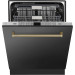 ZLINE DWMTZ-BS-24-CB Autograph Edition 24" 3rd Rack Top Touch Control Tall Tub Dishwasher in Black Stainless Steel with Champagne Bronze Handle, 45dBa 