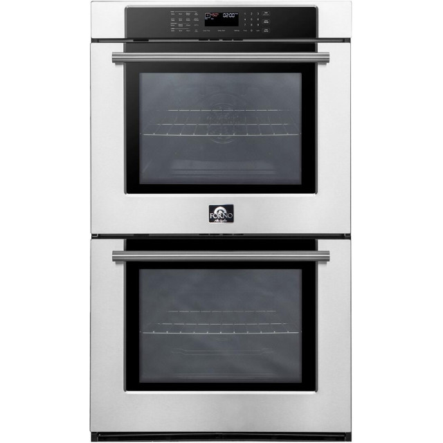 Forno FBOEL136530 30 Inch 10 cu. ft. Total Capacity Electric Double Wall Oven with Convection, Sabbath Mode, Steam Clean, Self-Cleaning, True Convection, Sabbath Mode, Air Fry Function, Proofing Function, Steam Clean in Stainless Steel