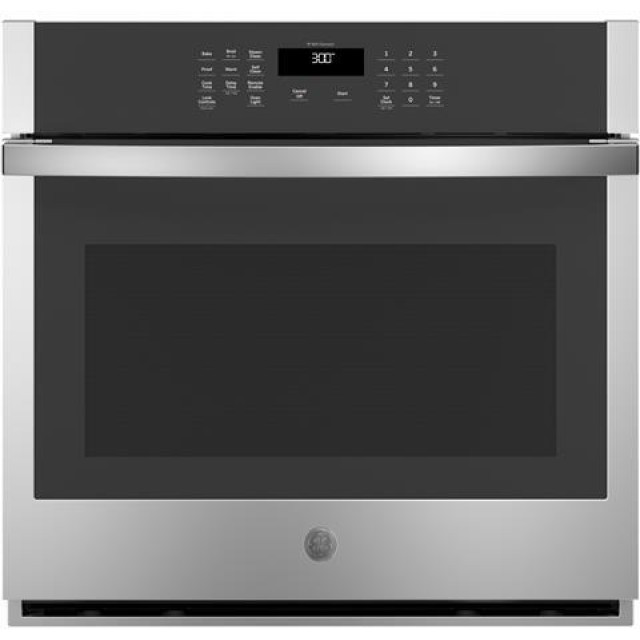 GE JTS3000SNSS 30 Inch Electric Single Wall Oven with Scan-to-Cook, WiFi, Glass Touch Controls, Steam Self-Clean, Heavy-Duty Racks, 10-Pass Bake Element, 8-Pass Broil Element, Sabbath Mode, ADA Compliant, and UL Certified: Stainless Steel