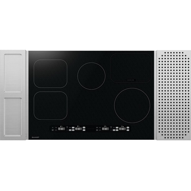 SHARP SCH3043GB 30 Inch Electric Induction Cooktop with 4 Elements, Pan Presence Sensor, Hot Surface Indicator, Installs Over Oven, Induction Technology, Bridge Element, EuroKera Glass Surface, Bright White LED Controls, Simmer Enhancer in Black