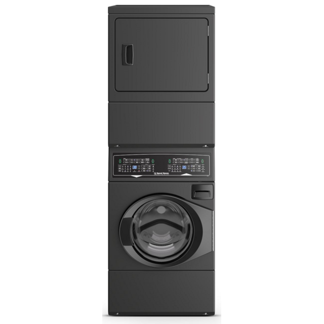 Speed Queen SF7007BE 27 Inch Electric Laundry Center with 3.5 cu. ft. Washer Capacity, 7.0 cu. ft. Dryer Capacity, 11 Preset Washer Cycles, 10 Preset Dryer Cycles, Stainless Steel Tub: Matte Black