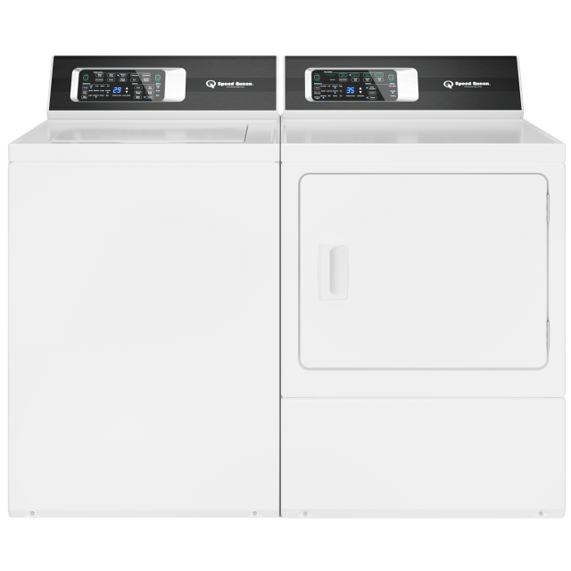 Speed Queen TR7003WN 26 Inch Top Load Washer with 3.2 cu. ft. Capacity, Commercial Grade Quality and DR7004WE 27 Inch Electric Dryer with Reversible Door, 220 CFM and 7.0 cu. ft. Capacity, 7 Year Warranty, in White