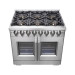 Forno FFSGS638736 Capriasca 36 in. Freestanding French Door Double Oven Dual Fuel Range with 6 Burners in Stainless Steel
