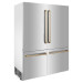 ZLINE RBIVZ-304-60-G 60" Autograph Edition 32.2 cu. ft. Built-in 4-Door French Door Refrigerator with Internal Water and Ice Dispenser in Stainless Steel with Gold Accents