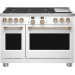 Cafe Professional Series C2Y486P4TW2 48 Inch Smart Professional Dual Fuel Range with 6 Sealed Burners, Double Oven, 8.25 Cu. Ft. Total Capacity, True Convection with Reverse Air, Self Clean+Steam Option, Wi-Fi, Tri-Ring Burner: Matte White