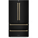 ZLINE RFMZ36BSCB Autograph Edition 36"  Freestanding French Door Refrigerator with Water and Ice Dispenser in Fingerprint Resistant Black Stainless Steel with Champagne Bronze Handles 