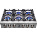 Forno FCTGS575136 Alta Qualita 36 Inch Natural Gas Rangetop with Grill, Griddle, 6 Sealed Burners, Continuous Grates, Continuous Cast Iron Grates, Dual Ring Burner, Brass Burners in Stainless Steel