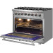 Forno FFSGS612536 36 Inch Dual Fuel Range with Natural Gas, 6 Sealed Burners, 5.36 cu. ft. Total Oven Capacity, Convection Oven, Continuous Grates, Viewing Window, Convection Cooking, Sealed Burners, Halogen Lighting, in Stainless Steel