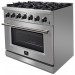 Forno FFSGS623936 36 Inch All Gas Range with Natural Gas, 6 Sealed Burners, 5.36 cu. ft. Total Oven Capacity, Convection Oven, Continuous Grates, Convection Cooking, Sealed Burners, Halogen Lighting, Illuminated Zinc Knobs in Stainless Steel