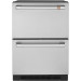 Cafe CDE06RP2NS1 Professional Collection Series 24 Inch Built-In Counter Depth Drawer Refrigerator with 5.7 cu. ft. Capacity, Automatic Defrost, LED Lighting, Automatic Defrost, Soft-Close Drawers, Door Alarm in Stainless Steel