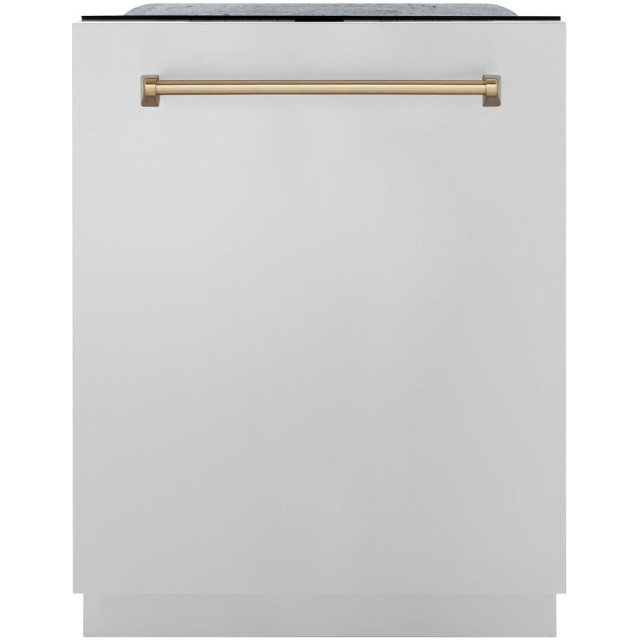 ZLINE DWMTZ30424CB Autograph Edition Series 24 Inch Built-In Dishwasher with 6 Wash Cycles, 16 Place Settings, Energy Star Certified, Low dBA, Stainless Steel Tub, UL Certification, ETL, Sanitize Option, 3rd Rack, Interior LED Lights in Stainless Steel