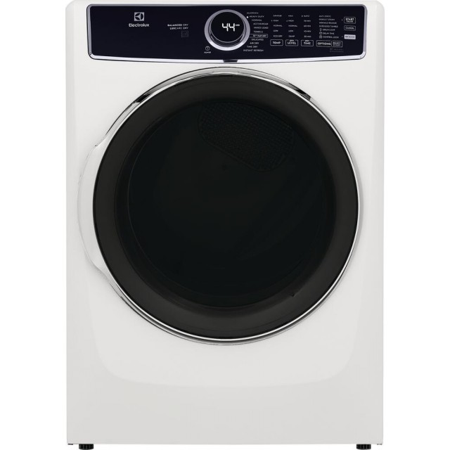 Electrolux ELFG7637AW 27 Inch Gas Dryer with 8 cu. ft. Capacity, 11 Dry Cycles, 5 Temperature Settings, Steam Cycle, LuxCare Wash System, Luxury-Quiet Sound System, Perfect Steam Option, Predictive Dry , Instant Refresh Cycle in White