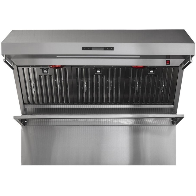 Forno FRHWM502948 48 Inch Wall Mount Ducted Hood with 1200 CFM, LED Lights, Stainless Steel Baffle Filter, LED Lighting, cETLus Certification, Red Light Warmer in Stainless Steel