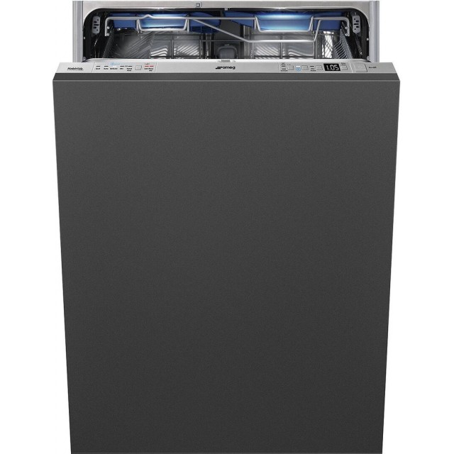 Smeg STU8633 24 Inch Built-In Dishwasher with 10 Wash Cycles, 13 Place Settings, Quick Wash, Energy Star Certified, Planetarium Wash System, FlexiDuo Cutlery Basket, AquaStop, ActiveLight, Stainless Steel Tub in Panel Ready