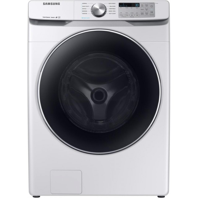 Samsung WF45T6200AW 27 Inch Front Load Washer with 4.5 cu. ft. Capacity, 10 Wash Cycles, 1200 RPM, Steam Cycle, SuperSpeed, Steam Wash, Vibration Reduction Technology , SmartCare, Self Clean+, LED Display, Child Lock, Direct Drive Motor in White