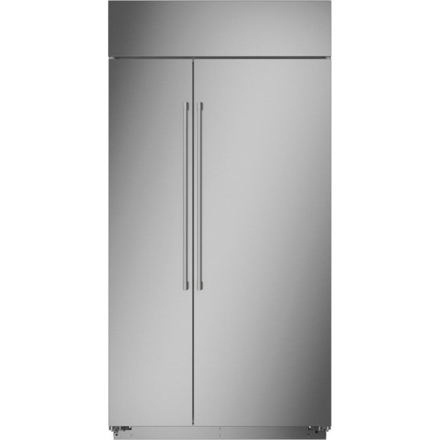 Monogram ZISS420NNSS 42 Inch Smart Counter Depth Side by Side Refrigerator with 25.1 cu. ft. Capacity, Wi-Fi Enabled, 4 Glass Shelves, Crisper Drawer, Ice Maker, Climate-Control Drawer, Flush inset installation, LED Lighting, in Stainless Steel