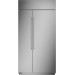 Monogram ZISS420NNSS 42 Inch Smart Counter Depth Side by Side Refrigerator with 25.1 cu. ft. Capacity, Wi-Fi Enabled, 4 Glass Shelves, Crisper Drawer, Ice Maker, Climate-Control Drawer, Flush inset installation, LED Lighting, in Stainless Steel