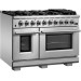 Forno FFSGS618748 Capriasca Gas Range with 240V Electric Oven, Sealed Burners, True Convection Oven, Cast Iron Continuous Grate, Italian Defendi Burners, Triple Layered Glass Door, Wok Ring, Rotisserie Kits and ETL Listed: 48" Stainless Steel