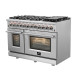 Forno FFSGS6125-48 48 Inch Freestanding Dual Fuel Range with Natural Gas, 8 Sealed Burners, Double Ovens, 6.58 cu. ft. Total Oven Capacity, Griddle, Grill, Convection Oven, Continuous Grates, Convection Cooking, Sealed Burners in Stainless Steel