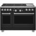 Cafe C2Y486P3TD1 Professional Series  48 Inch Smart Professional Dual Fuel Range with 6 Sealed Burners, Double Oven, 8.25 Cu. Ft. Total Capacity, True Convection with Reverse Air, Self Clean+Steam Option, Wi-Fi, Tri-Ring Burner: Matte Black