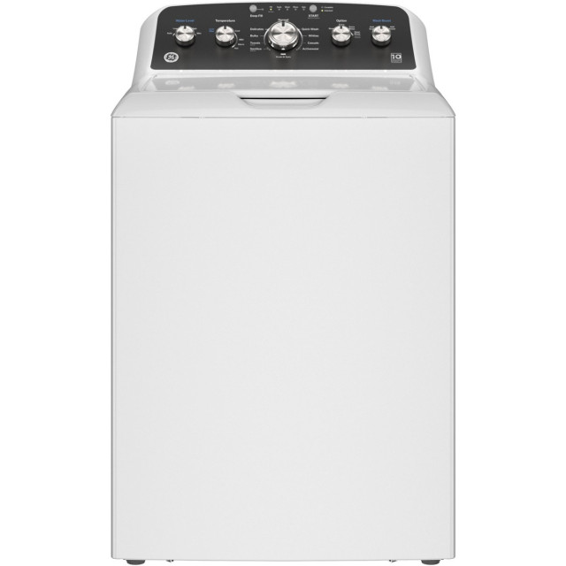 GE GTW485ASWWB - 4.5 Cu. Ft. High-Efficiency Top Load Washer with Wash Boost - White with Matte Black