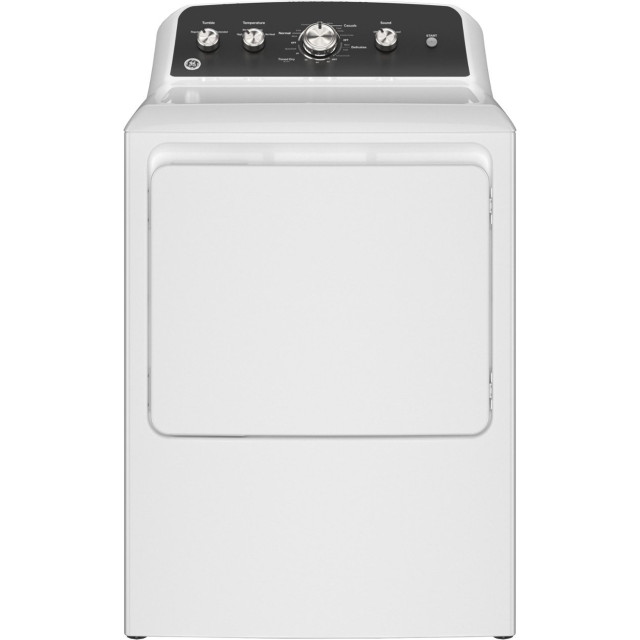 GE - GTD48EASWWB - 7.2 Cu. Ft. Electric Dryer with Long Venting up to 120 Ft. - White with Matte Black