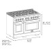 ZLINE SGRZ-WM-48-G - Autograph Edition 48 in. 6.7 cu. ft. Freestanding Double Oven Gas Range with White Matte Doors - Stainless Steel