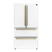 Forno Espresso  FFRBI1820-36WHT 36" 19.2 cu. ft. Refrigerator in White with Antique Brass Handles