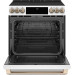 Cafe CES700P4MW2 30 Inch Slide-In Electric Smart Range with 5 Radiant Elements, 5.7 Cu. Ft. Oven Capacity, Warming Drawer, Steam Clean, Self-Clean, True European Convection, Enhanced Shabbos Mode Capable, UL Listed, and ADA Compliant: Matte White