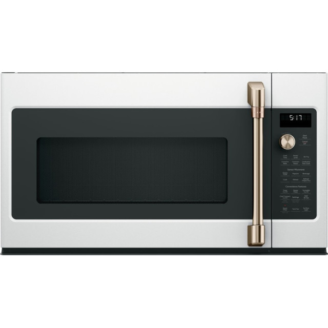 Cafe CVM517P4RW2 30 Inch Over-the-Range Convection Microwave Oven with 1.7 cu. ft. Capacity, Steam Cook, Fast Cook, My Cycle, Steam Clean, 300 CFM, LED Cooktop Lighting, Removable Oven Rack, 950 Cooking Watts, 3-Speed 300 CFM Exhaust Fan and UL Listed