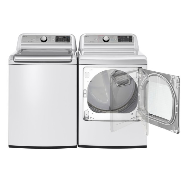 LG DLGX7601WE 7.3-cu ft Gas Dryer (White) ENERGY STAR and LG WT7500CW 5.2-cu ft High-Efficiency Top-Load Washer (White) ENERGY STAR