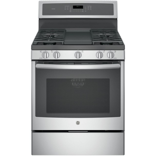 GE PGB911SEJS Profile 5-Burner Freestanding 5.6-cu ft Self-cleaning Convection Gas Range (Stainless Steel) (Common: 30 Inch; Actual: 30-in)