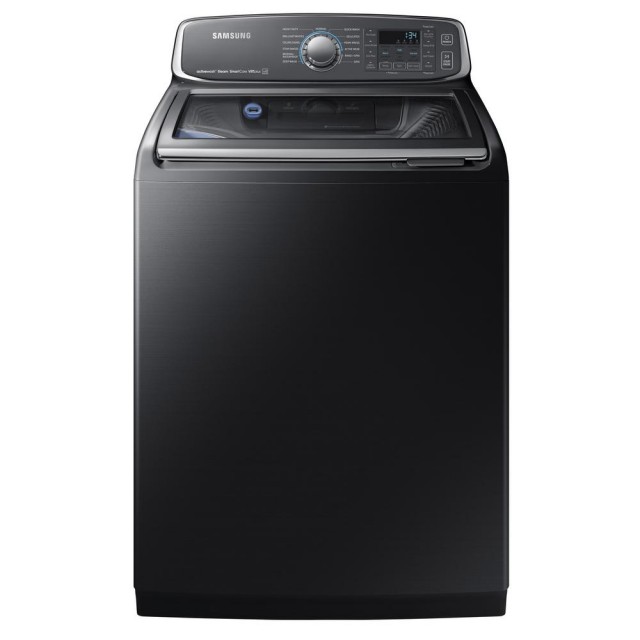 Samsung WA52M7750AV 5.2 cu. ft. High-Efficiency Top Load Washer with Steam and Activewash in Black Stainless, ENERGY STAR