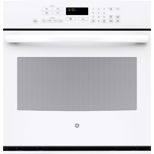 GE PT7050DFWW Profile 30 in. Single Electric Wall Oven, GE JP3530TJWW 30 in. Radiant Electric Cooktop and GE JNM3163DJWW 1.6 cu. ft. Over the Range Microwave in White