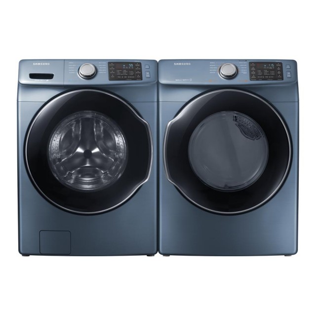 Samsung WF45M5500AZ 4.5 cu. ft. High-Efficiency Front Load Washer with Steam and  DVE45M5500Z 7.5 cu. ft. Electric Dryer with Steam in Azure Blue