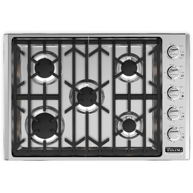 Viking VGSU5305BS 30" Professional 5 Series Gas Cooktop with 5 Permanently Sealed Burners in Stainless Steel