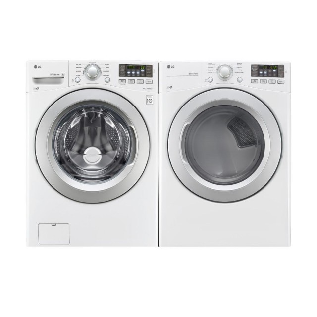 LG WM3270CW 4.5 cu. ft. High Efficiency Front Load Washer in White, ENERGY STAR, DLE3170W 7.4 cu. ft. Electric Dryer in White, ENERGY STAR