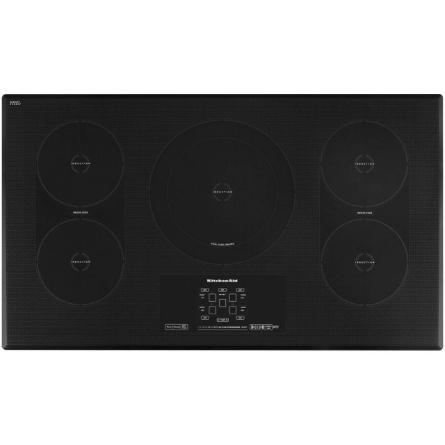KitchenAid Architect Series II KICU569XBL 36 in. Smooth Surface Induction Cooktop in Black with 5 Elements including Bridge and Dual Elements