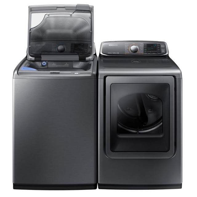 Samsung Washer WA48J7770AP and Samsung Electric Dryer DV48J7770EP Set