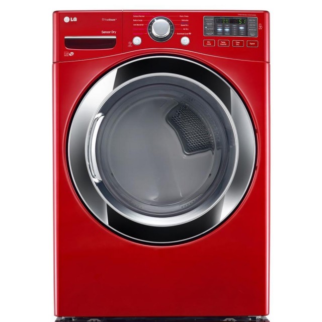 LG  DLEX3370R 7.4 cu. ft. Electric Dryer with Steam in Wild Cherry Red, ENERGY STAR