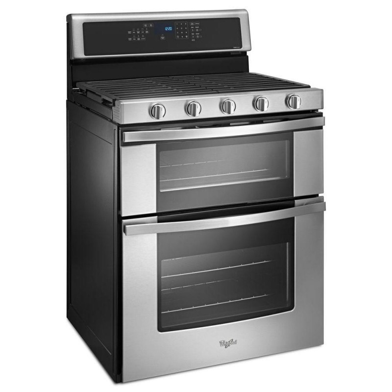 Whirlpool WGG745S0FS 6.0 cu. ft. Double Oven Gas Range with Center Oval Whirlpool Stainless Steel Double Oven