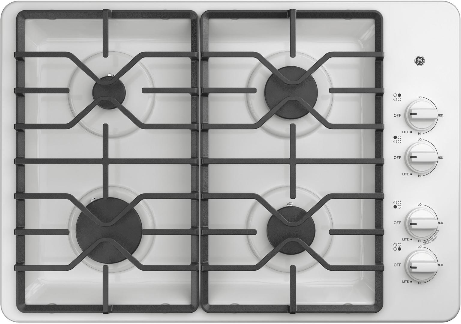 GE JGP3030DLWW 30 Inch Natural Gas Cooktop with 4 Sealed Burners, ADA