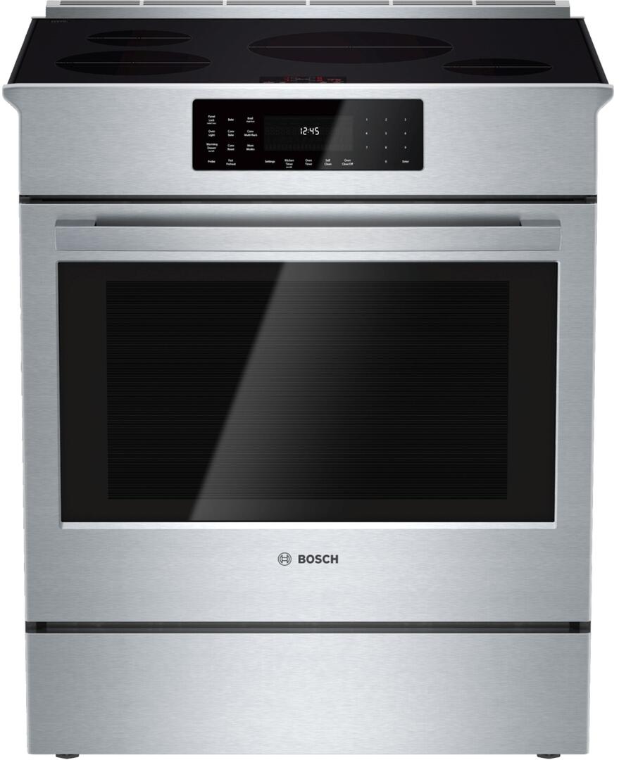 Bosch HII8055U 800 Series 30 Inch Slidein Electric Induction Range with 4 Elements, Smoothtop