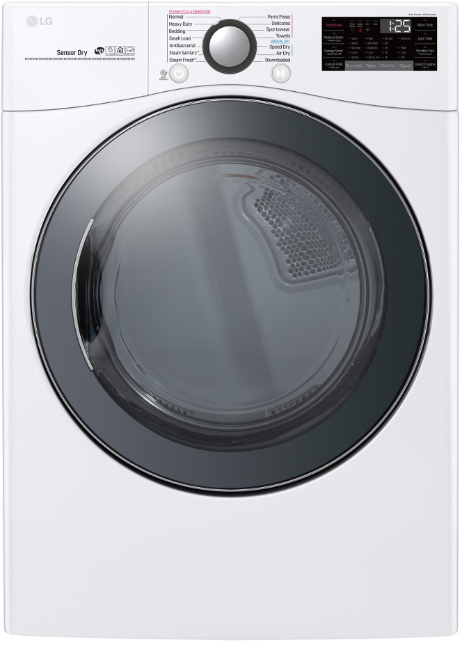 LG DLEX3900W 27 Inch Smart Electric Dryer with 7.4 cu. ft. Capacity, WiFi Enabled, 14 Dry