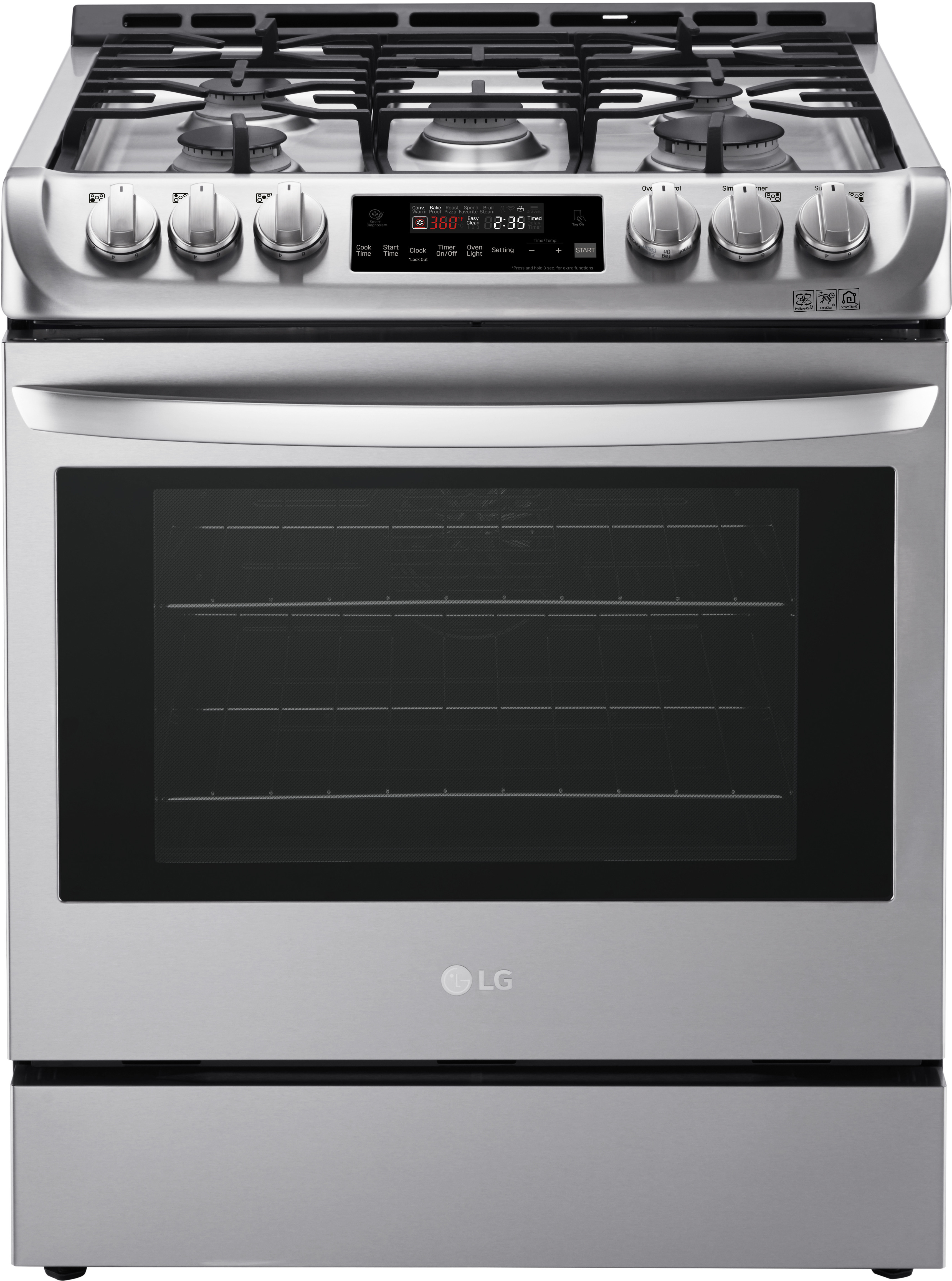 LG LSG4511ST 30 Inch Gas SlideIn Range with 5 Sealed Burners, 6.3 cu