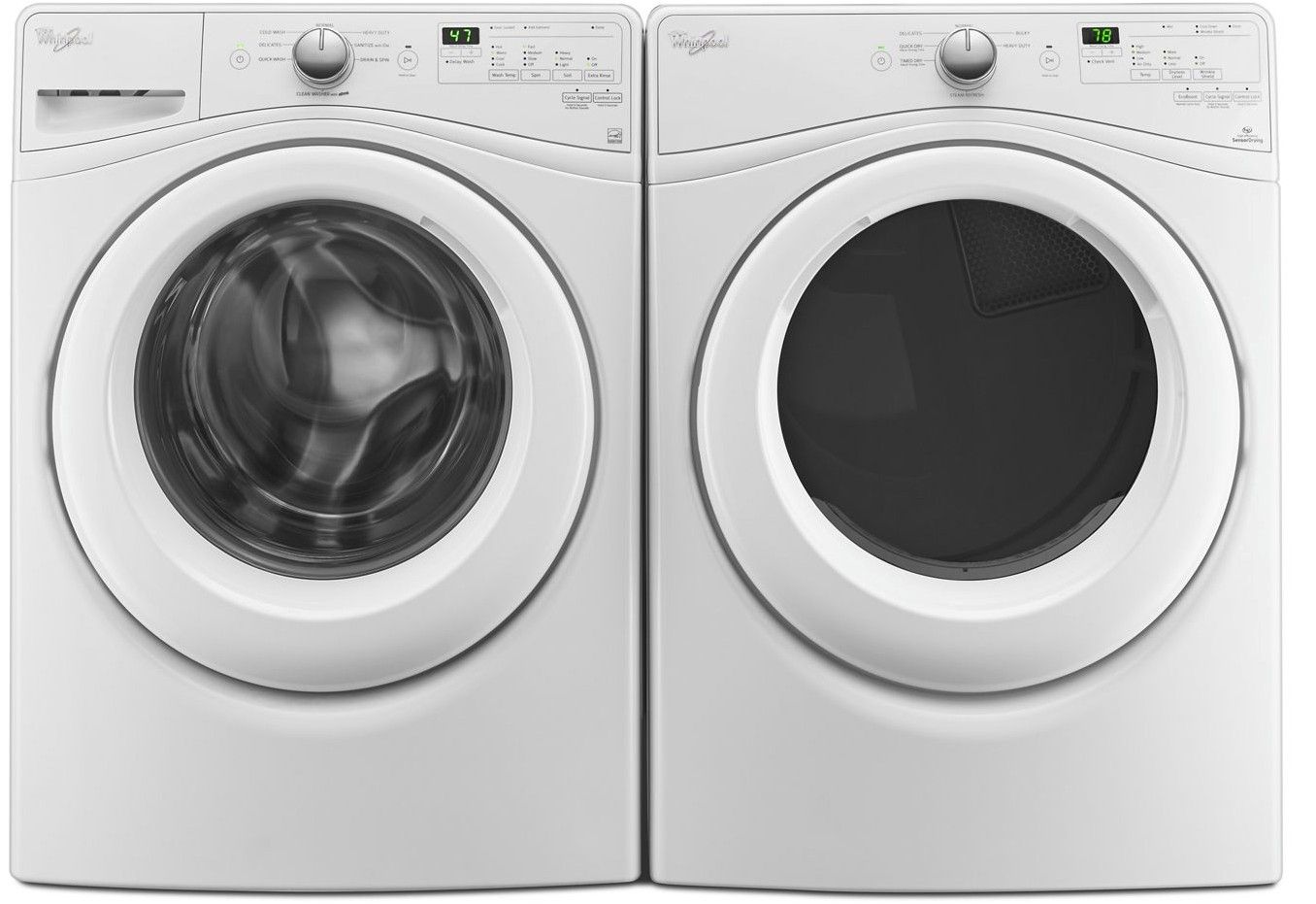 Whirlpool WFW75HEFW 4.5 cu. ft. Front Load Washer and WED75HEFW 27 Inch