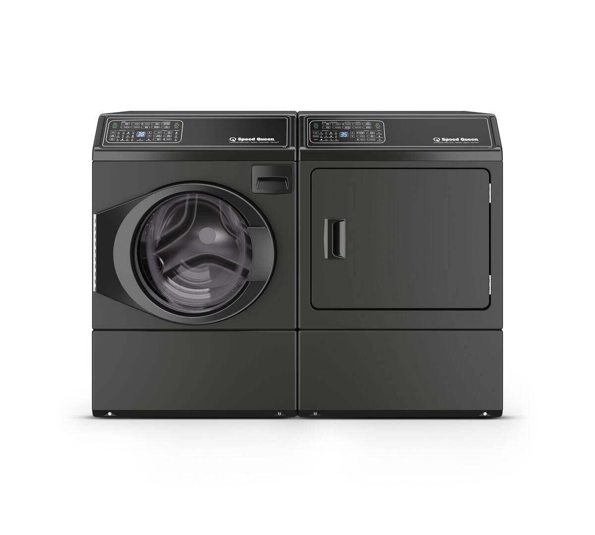 Speed Queen FF7009BN 27 Inch Front Load Washer with 3.5 cu. ft. Capacity  and DF7004BG Sanitizing Gas Dryer, with Front Control Pet Plus™, Steam, 