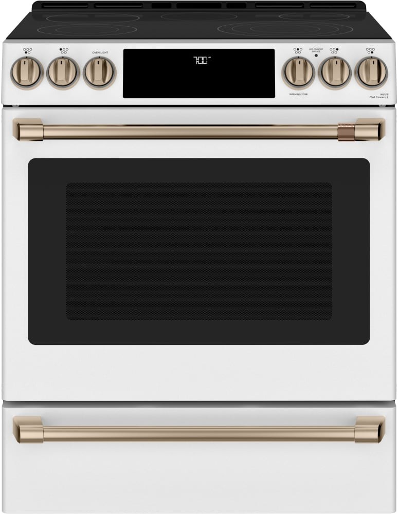Cafe CES700P4MW2 30 Inch SlideIn Electric Smart Range with 5 Radiant